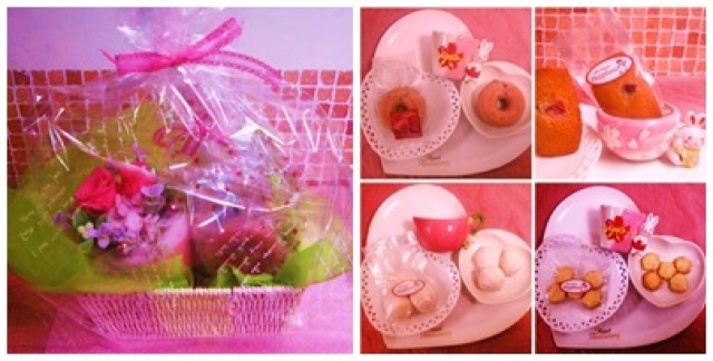 ブーケティエさんのプリザーブドフラワーと桜の焼き菓子のコラボギフト商品
