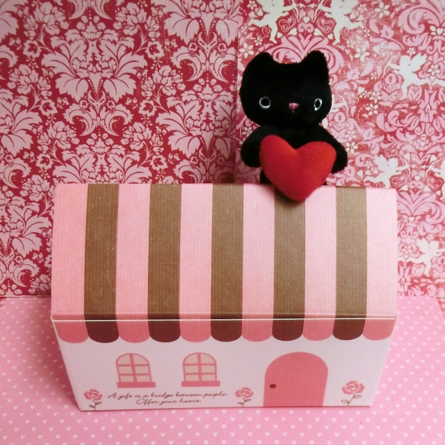 黒猫のマスコット付きお家BOX