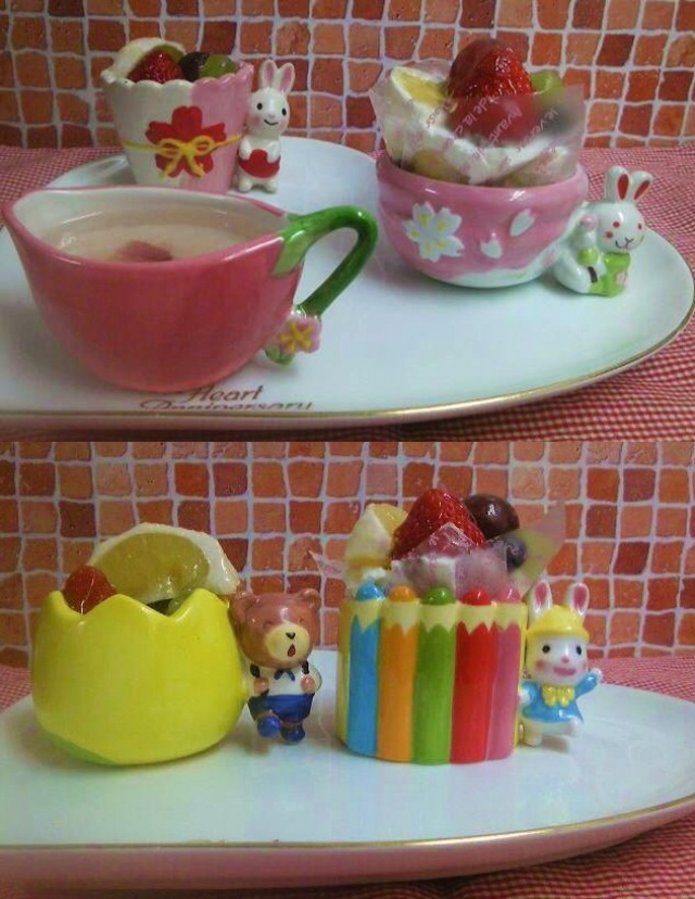春の可愛い器にケーキを♪